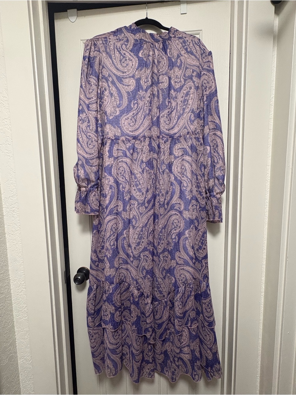 Purple Paisley Long Sleeve Long Dress